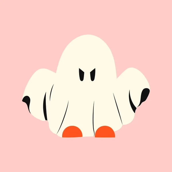 Halloween Ghost Raised Hands Kawaii Phantom White Clothes Kawaii Monster — Stockvektor