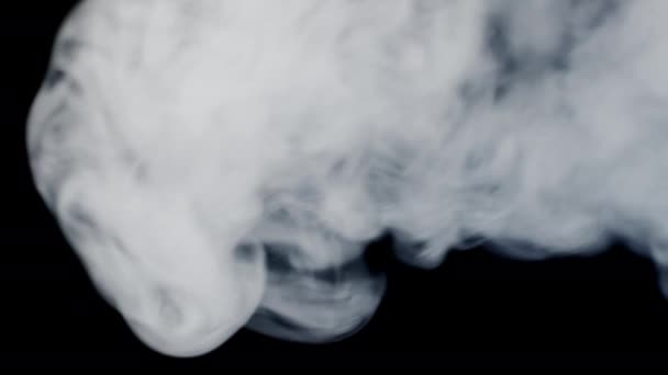 Vape Smoke Thick Gray Cigarette Smoke Blows Out Left Frame — Vídeo de Stock