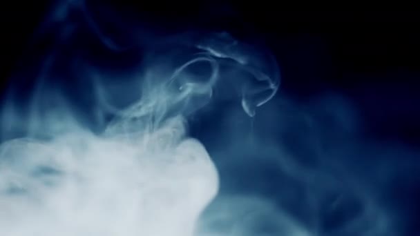 Thick Blue Vape Smoke Blowing Left Right Thick Smog Smoke — Stockvideo