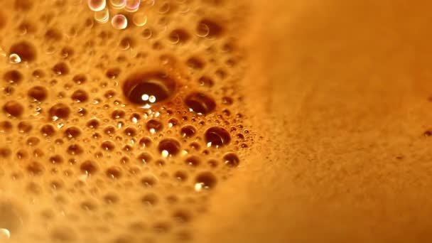 Bubbles Foam Bokeh Effect Surface Hot Cocoa Stirred Spoon Close — Videoclip de stoc