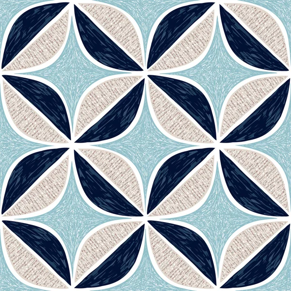 Circle Diamond Seamless Textured Patchwork Pattern Overlapping Geometric Stylish Simple — Vettoriale Stock