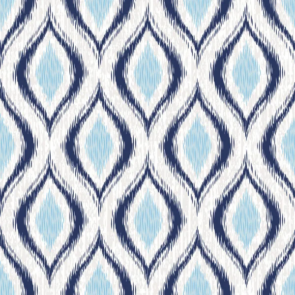 Seamless Oval Ogee Background Pattern Abstract Ikat Texture White Textile — Vettoriale Stock