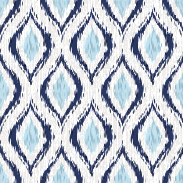Seamless Oval Ogee Background Pattern Abstract Ikat Texture White Textile Διάνυσμα Αρχείου
