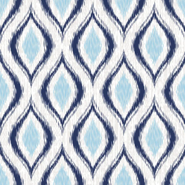 Seamless Oval Ogee Background Pattern Abstract Ikat Texture White Textile Stockvektor