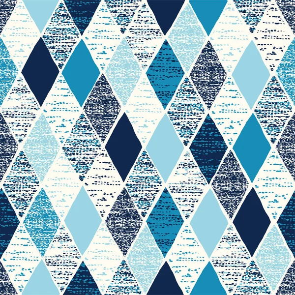 Abstraktní Bezešvé Texturované Kosočtvercové Vzory Modré Moderní Geometrické Rozrušené Kreativní Royalty Free Stock Ilustrace