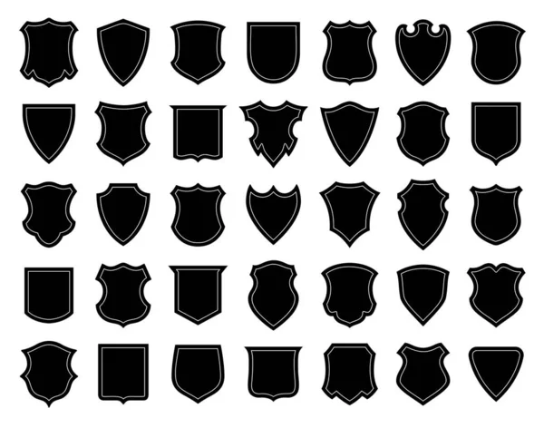 Shields Set Collection Security Shield Icons Contours Police Badge Shape — Vettoriale Stock