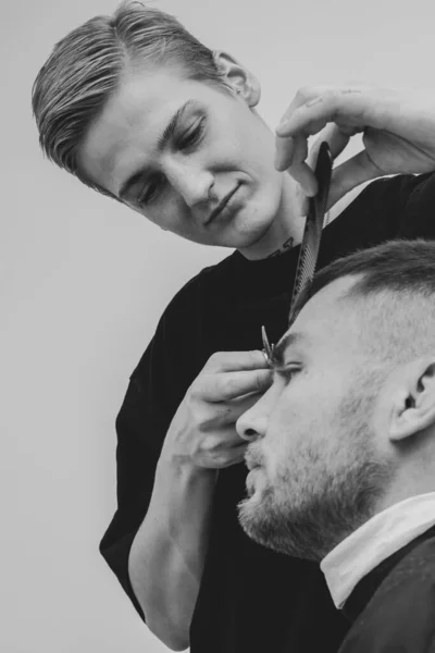 Hairdressing Styling Men Hair Salon Barber Shop Concept — Fotografia de Stock