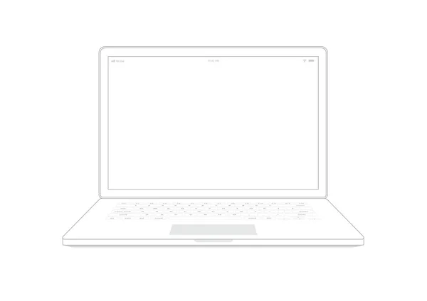 Laptop Computer Notebook Outline White Background Illustrator Vector — Stock Vector