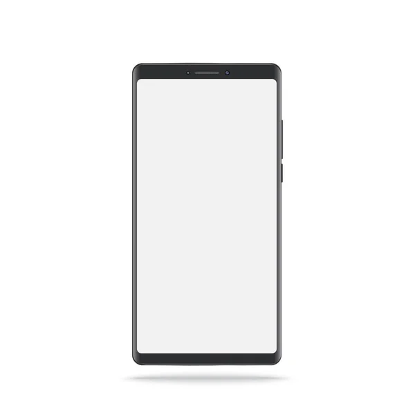 空白の白い画面と同様の黒のスリムスマートフォンの新バージョン 現実的なベクトル図 — ストックベクタ