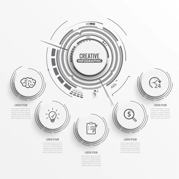 Plantilla Infografía Vectorial Con Etiqueta Papel Círculos Integrados Concepto Negocio — Vector de stock