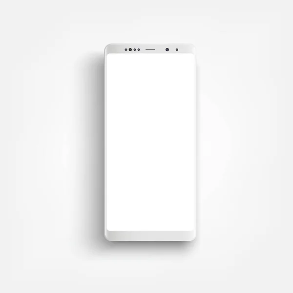 Moderno Smartphone Bianco Realistico Smartphone Con Bordo Laterale Stile Vettoriale — Vettoriale Stock