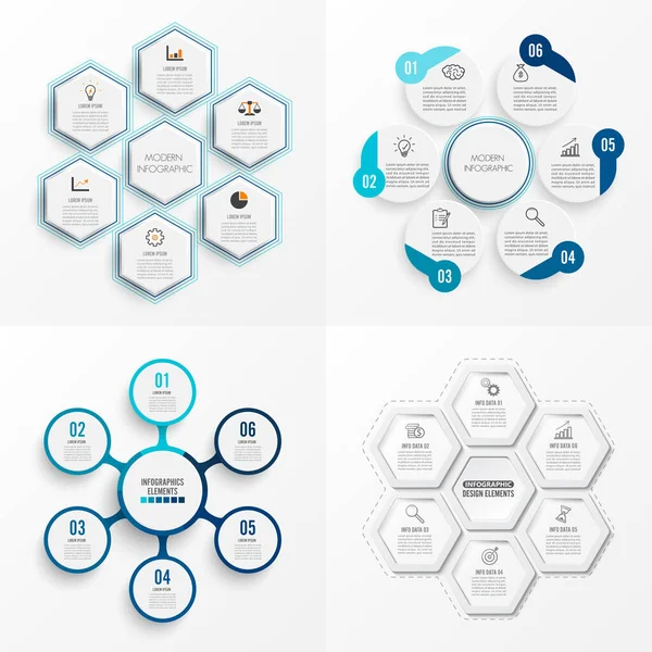 Définir Modèle Infographie Vectorielle Avec Étiquette Papier Cercles Intégrés Ensemble — Image vectorielle