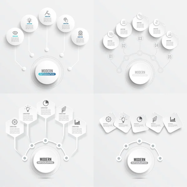Set Vector Infographic Template Paper Label Integrated Circles Business Concept — 스톡 벡터