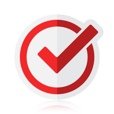 Beyaz arkaplanda kırmızı işaret kutusu vektör çizimi izole edildi