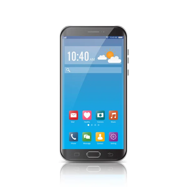 Nuovo Stile Moderno Realistico Smartphone Mobile Smartphone Vettoriale Con Icone — Vettoriale Stock