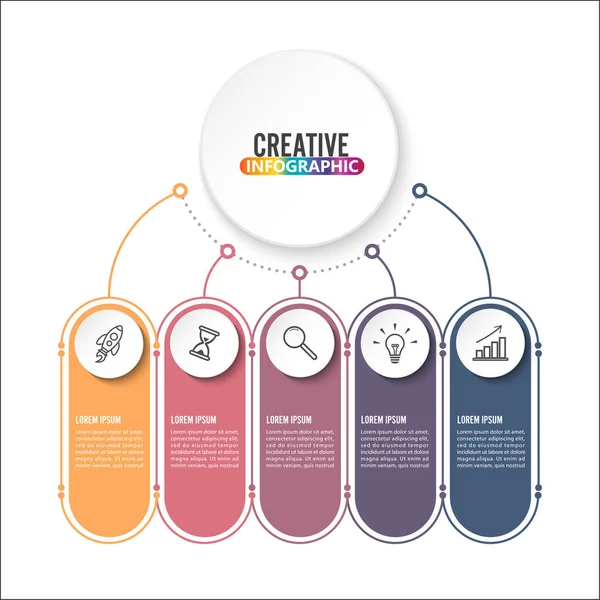 Üzleti Adatok Megjelenítése Folyamatábra Absztrakt Elemei Grafikon Diagram Lépésben Lehetőségek — Stock Vector