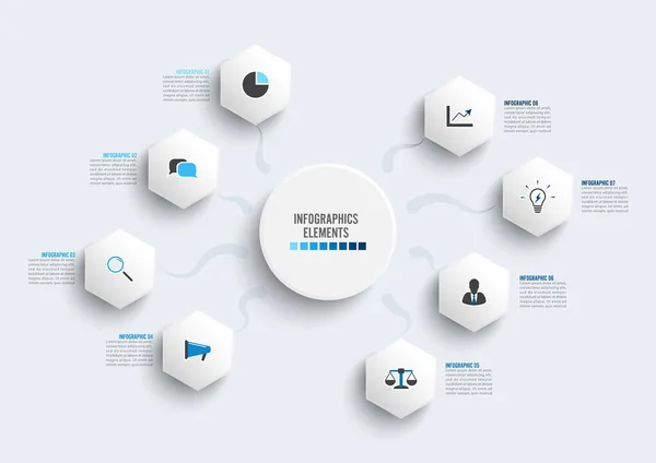 Vector Infographic Template Paper Label Integrated Circle 순서도 — 스톡 벡터