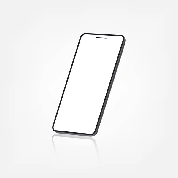 Smartphone Frameless Blank Screen Perspective View Standing Isolated White Background — Stock Vector