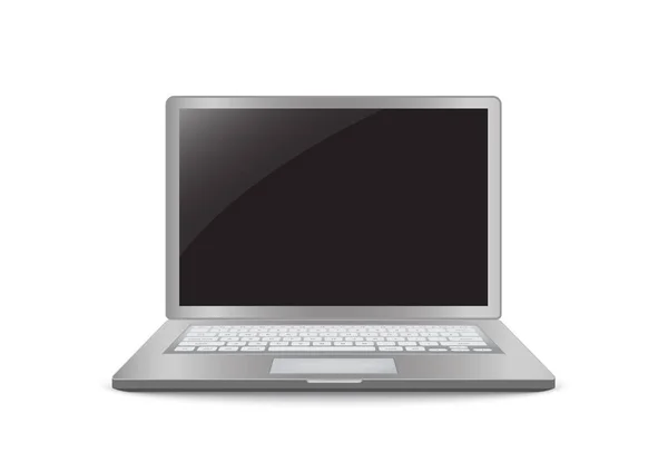 Laptop Computer Mit Leerem Schwarzen Bildschirm Realistisches Symbol Für Mockup — Stockvektor