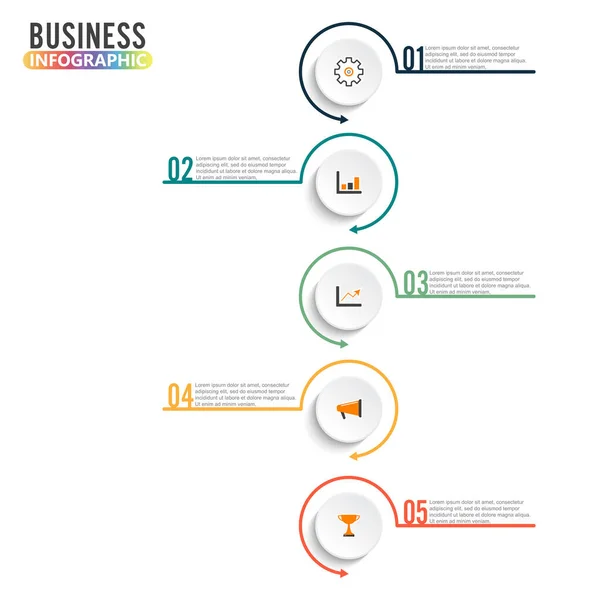 Abstrakte Infografik Vorlage Mit Fünf Schritten Zum Erfolg Geschäftskreisvorlage Mit — Stockvektor
