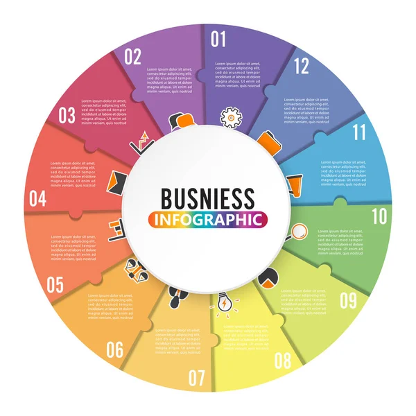 Circle Chart Infographic Template Options Presentation Advertising Layouts Annual Report — 스톡 벡터