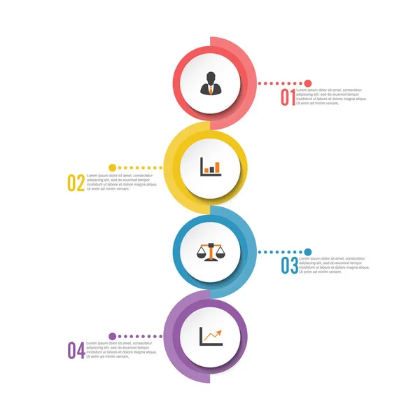 Круговая Инфографика Соблазняет Четырьмя Вариантами Процессами Шагами Бизнес Презентации — стоковый вектор