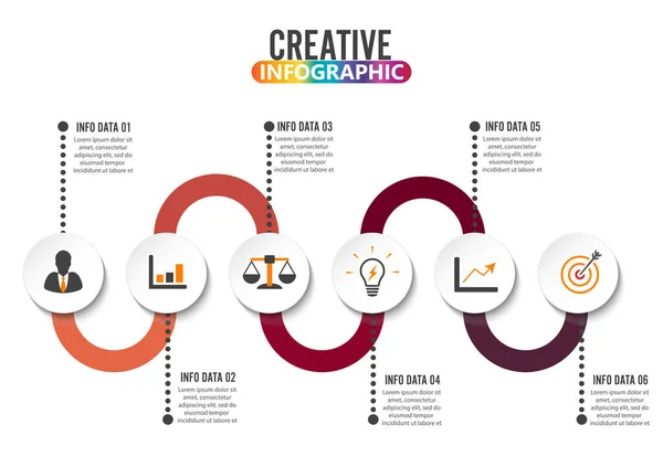 信息图表设计模板和营销图标 演示文稿和圆图的模板 经营理念与 步骤或过程 数据可视化 — 图库矢量图片
