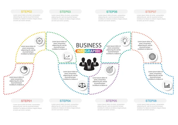 Modèle Conception Infographique Chronologique Avec Options Diagramme Processus Illustration Vectorielle — Image vectorielle