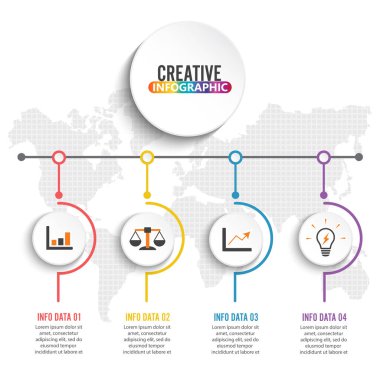 business concept timeline. Infograph template, realistic paper 4 steps infographic, vector banner can be used for workflow layout, diagram,presentation, education or any number option.