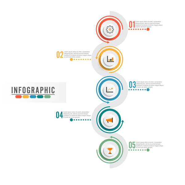 Abstrakt Infographic Mall Med Fem Steg För Framgång Business Cirkel — Stock vektor