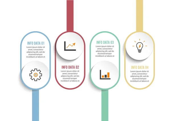 Fyra Steg Infografik Kan Illustrera Strategi Arbetsflöde Eller Lagarbete — Stock vektor