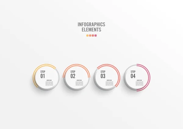 Template Timeline Infographic Colored Horizontal Numbered Four Position Business Concept — Image vectorielle