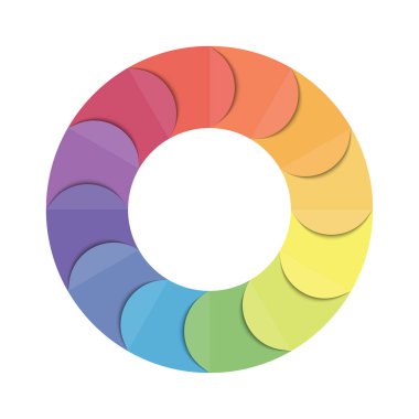 12 seçenekli turta grafiği infografik şablonu. İş konsepti. Vektör illüstrasyonu.