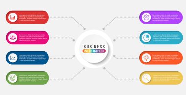 Timeline infographics design vector and marketing icons can be used for workflow layout, diagram, annual report, web design. Business concept with 8 options, steps or processes.