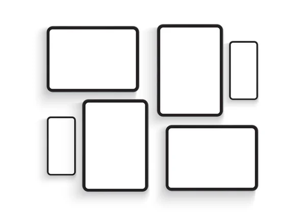 Smartphones Tablets Schermen Voor Mobile App Design Presentatie Geïsoleerd Witte — Stockvector