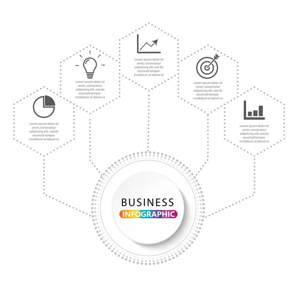 Vector Infographic Template Paper Label Integrated Circle 옵션이 비즈니스 다이어그램 — 스톡 벡터