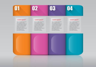 İş akışı düzeni, diyagram, yıllık rapor ve web tasarımı için bilgi tasarım vektörü ve pazarlama simgeleri kullanılabilir. 4 seçeneği, adımı veya süreci olan iş konsepti.