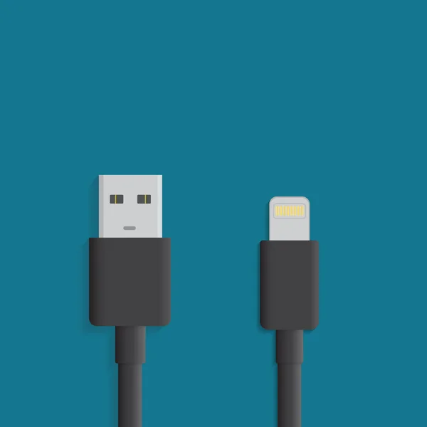 Blixtnedslag Kabel Usb Vektor — Stock vektor