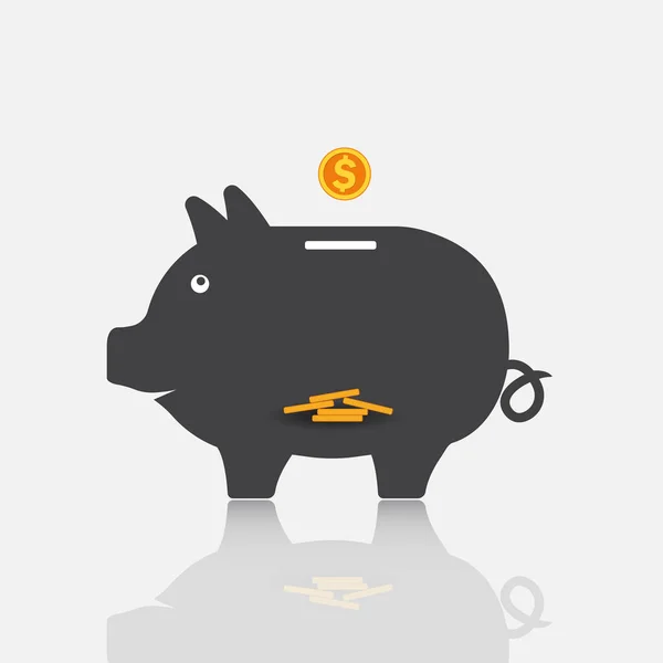 Piggy Vector Icono Orilla — Vector de stock
