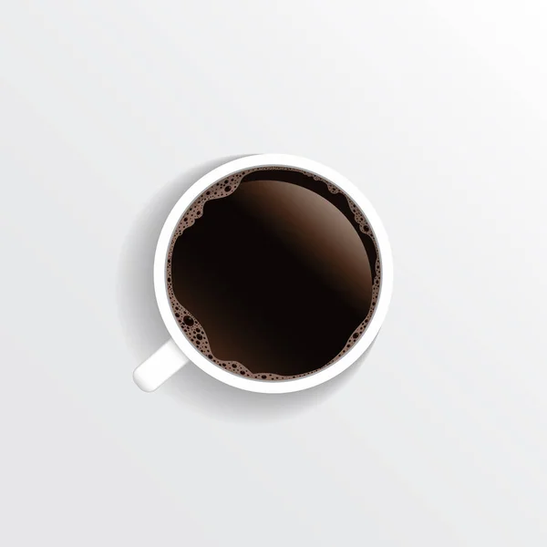 Realistische Ansicht Von Oben Schwarze Kaffeetasse Und Untertasse Isoliert Auf — Stockvektor
