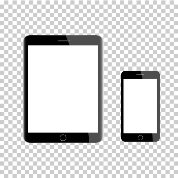 Mockup Vettoriale Tablet Smartphone Sfondo Trasparente Illustrazione Delle Eps10 Vettoriali — Vettoriale Stock