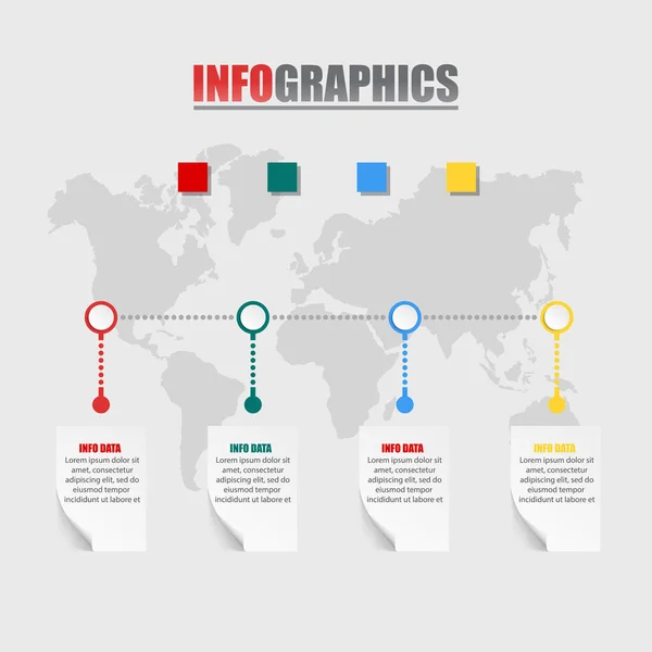 Business Concept Timeline Infograph Template Realistic Paper Steps Infographic Vector — Vetor de Stock