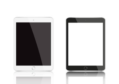 Vektör modern elektrikli siyah beyaz tablet.