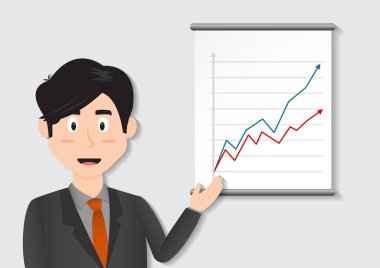 Bir işadamı bir şey grafik tarafından iletişim kuruyor