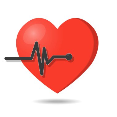 Kalp atışı ya da nabız, vektör simgesi düz şekilde