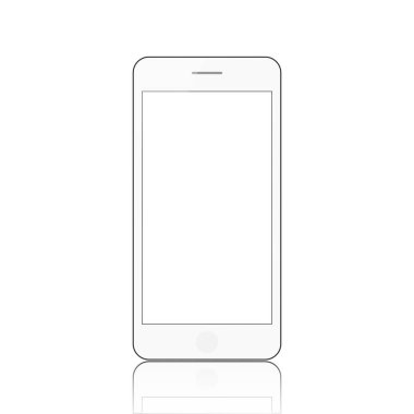 Yeni gerçekçi cep telefonu modern tarzı beyaz arkaplanda izole.