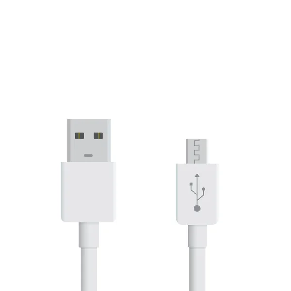 Cabos Micro Usb Brancos Sobre Fundo Branco Conectores Tomadas Para — Vetor de Stock