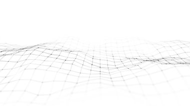 Fütürist hareketli dalga. Parlayan parçacıkların olduğu dijital arkaplan. Büyük veri görselleştirmesi. 3d oluşturma.