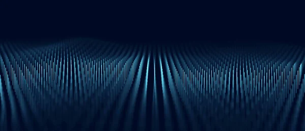 Цифровая движущаяся волна. Футуристическая иллюстрация со взрывом данных. Абстрактный фон с пылающими частицами. 3d-рендеринг. — стоковое фото