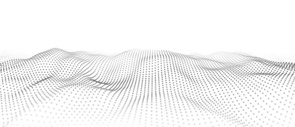 Abstrakte Weiße Welle Mit Beweglichen Punkten Strömung Von Teilchen Illustration — Stockvektor